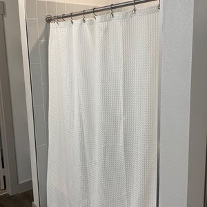 White shower curtain
